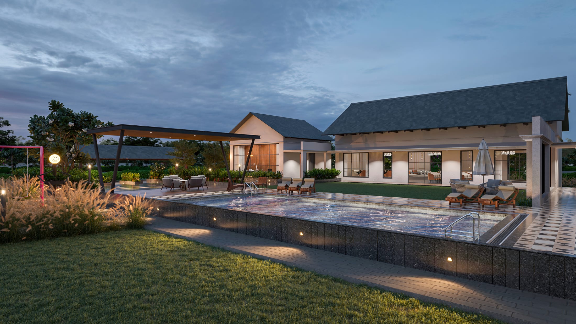 Springfield Estate — Clubhouse Dusk