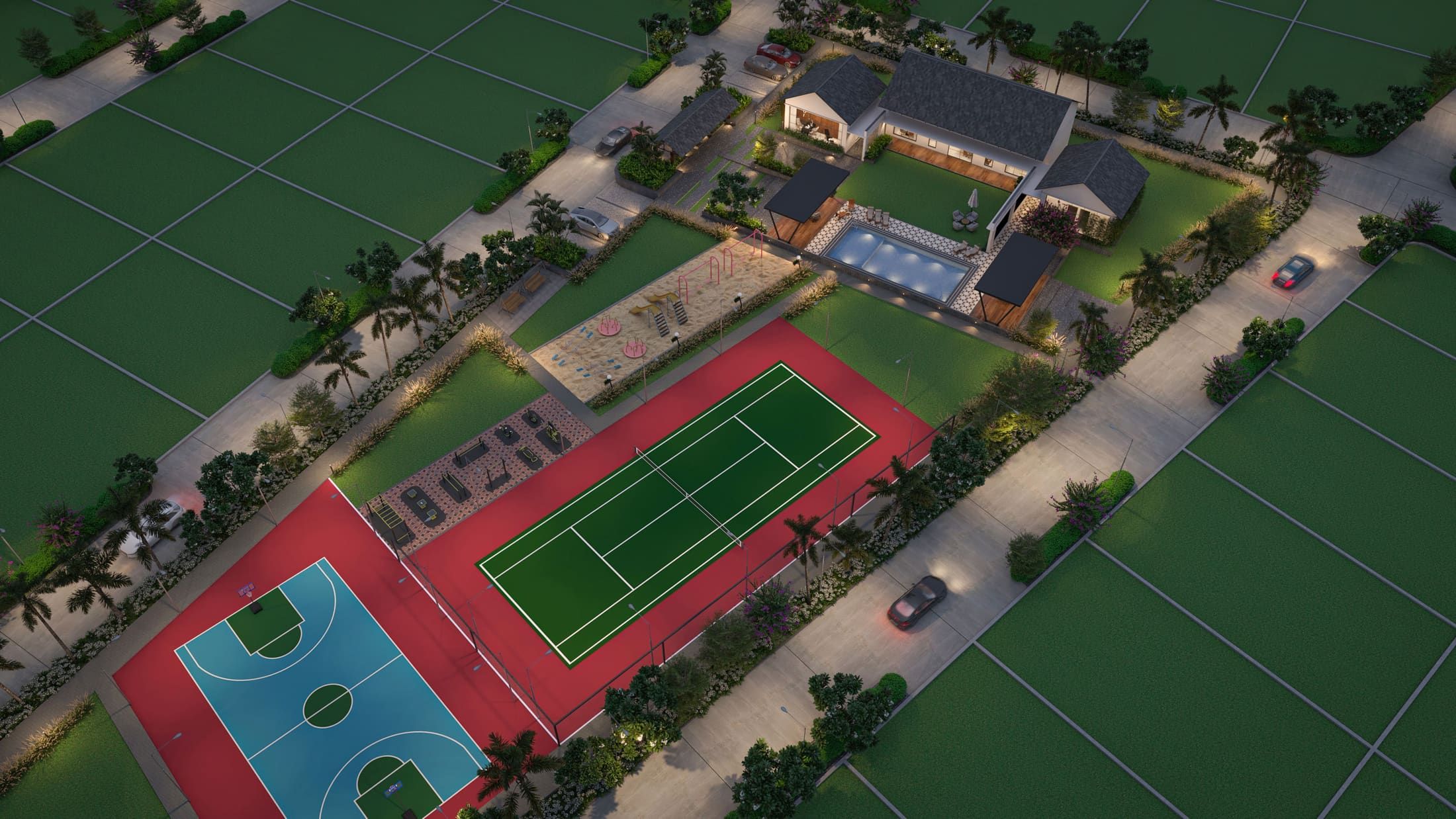 Springfield Estate — Night Aerial